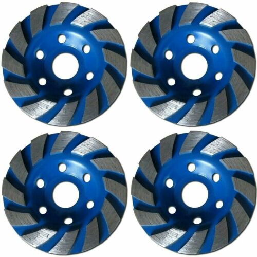 4 Pack - 4" Concrete Turbo Diamond Grinding Cup Wheel For Angle Grinder 12 Segs