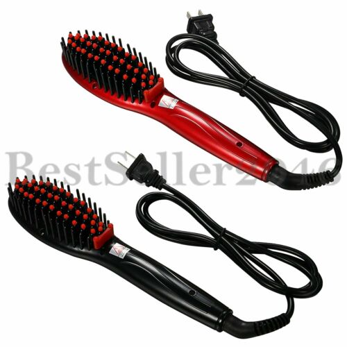 Portable Electric Hair Straightener Brush Comb Lcd Iron Straightening Massager