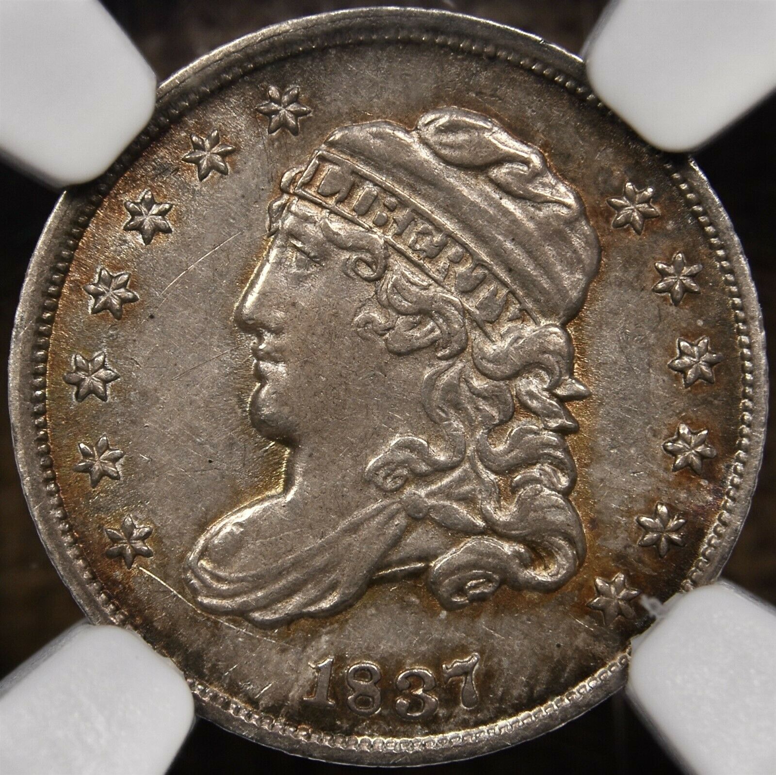 1837 Lm.4 Small 5 Capped Bust Half Dime, Ngc Ms61, Very Tough!davidkahnrarecoins
