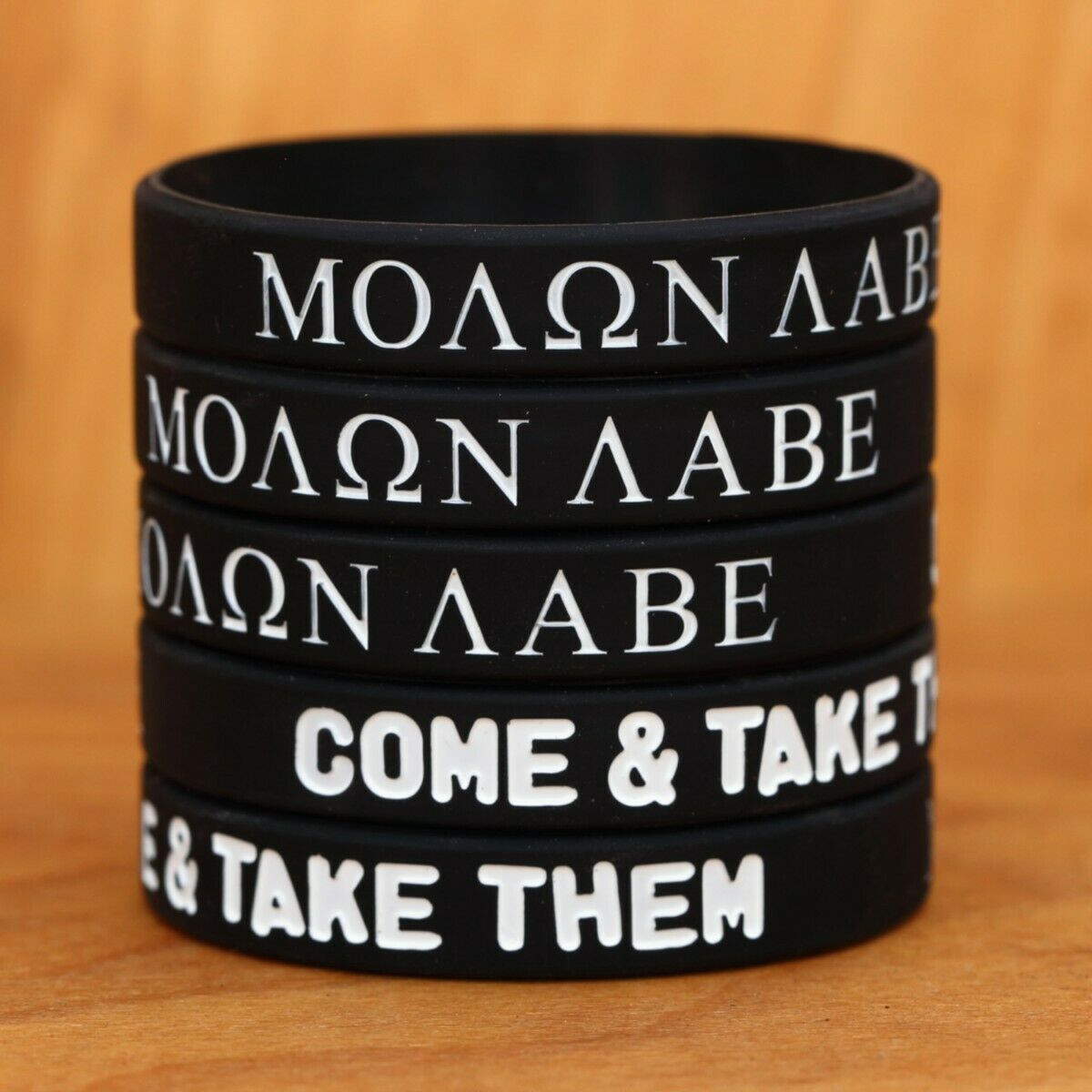 Molon Labe Come and Take Them Wristband Bracelet Set Wholesale Lot (2-100 bands)
