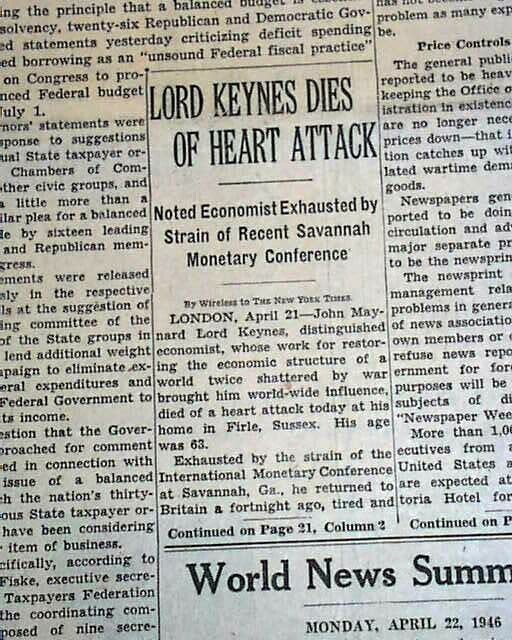 JOHN MAYNARD KEYNES Macroeconomics Economist & Mae Busch DEATHS 1946 Newspaper