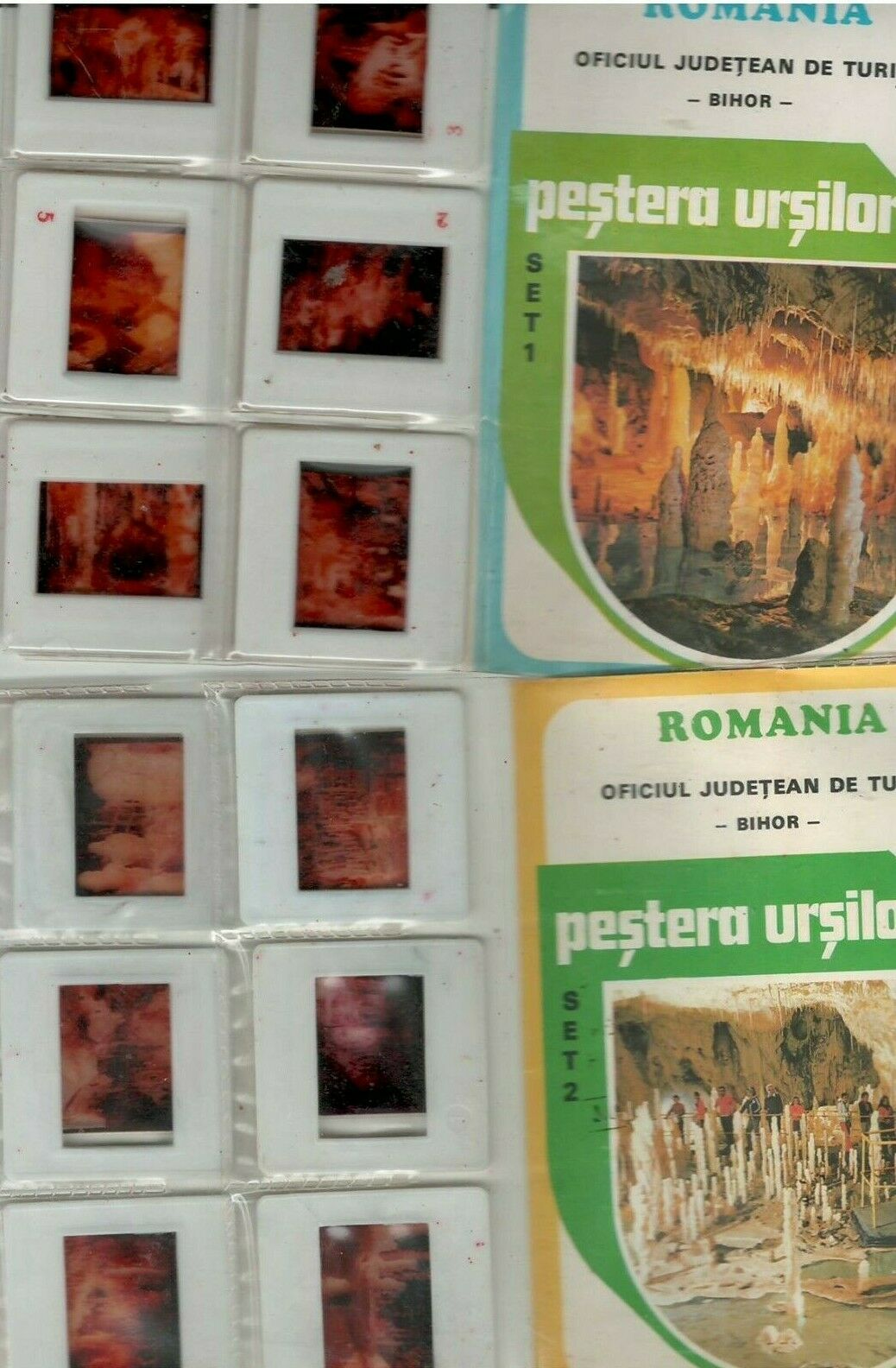 Diapositive communist era postcards Romania, Pestera Ursilor cave, set-1-2, 80s