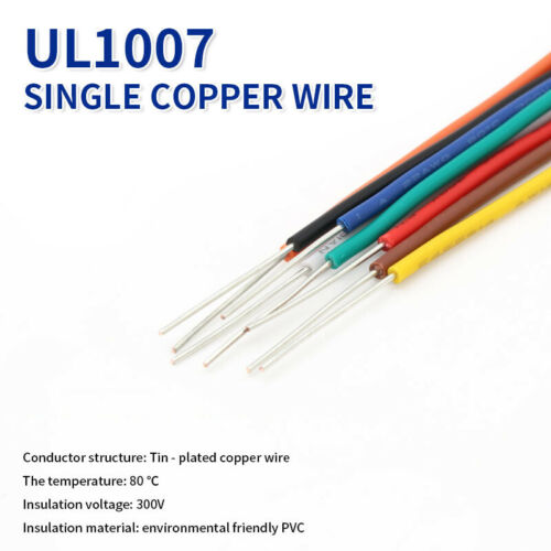 UL1007 Flexible Stranded PVC Electrical Wire Copper Tinned Cable 16AWG-30AWG