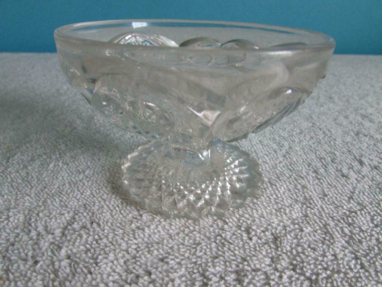 Small Clear Pressed Glass Pedestal Bowl 2.5