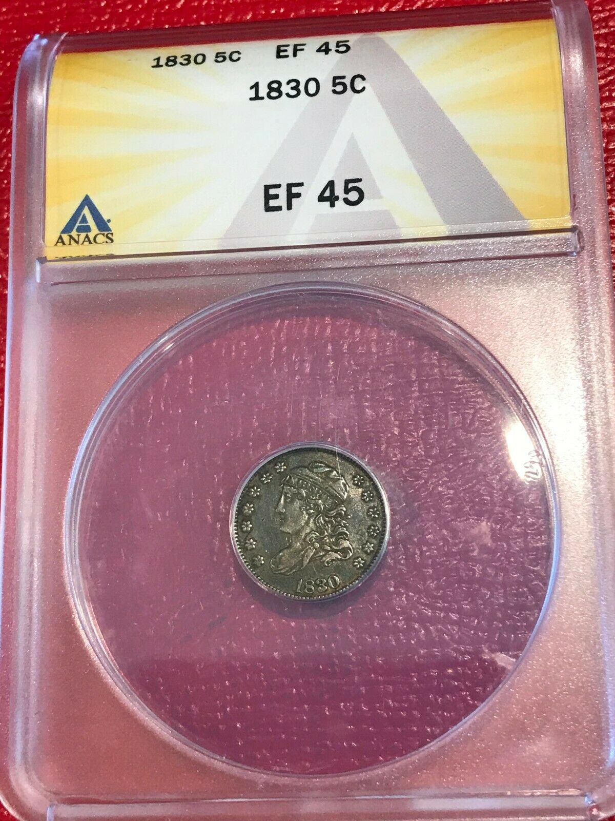 ANACS EF45 (XF45) 1830 P LIBERTY SEATED SILVER CAPPED HALF DIME-AGT556