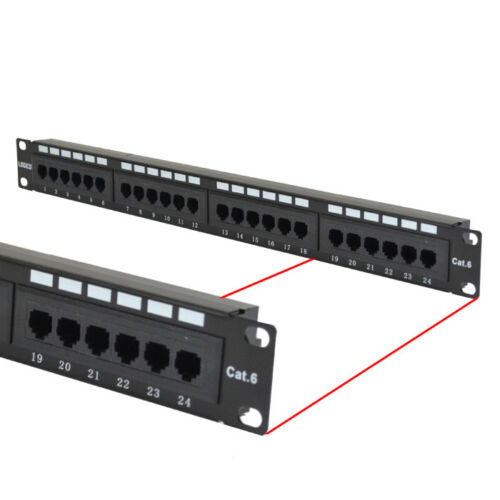 Cat6 Utp 24 Port Network Lan Patch Panel 1u 110 With Cable Management