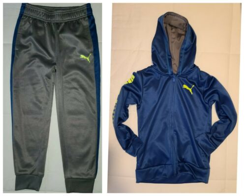 Boys Puma Gray Athletic Wear Pants & Hooded Jacket Outfit Set Size 6