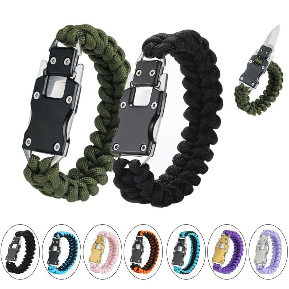 Outdoor Paracord Knife Survival Rope Bracelet Wristband Hiking Camping